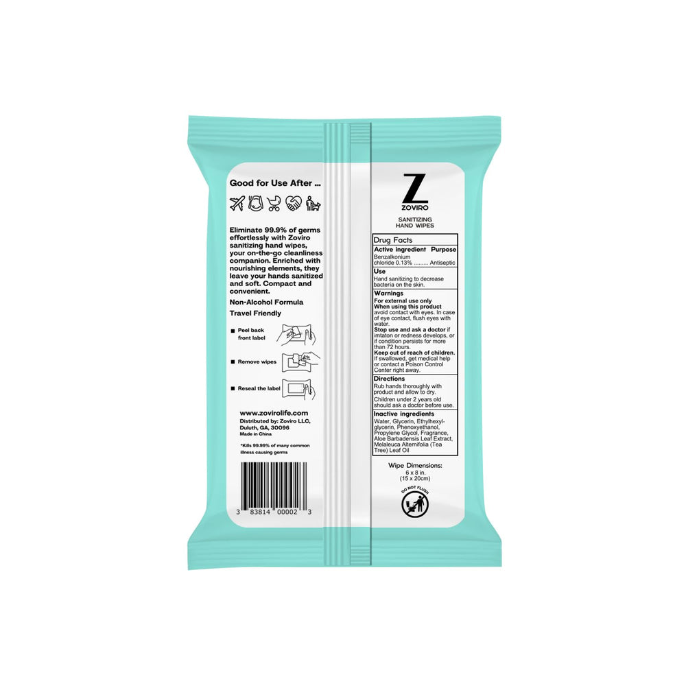 Zoviro pack of 10 contains 200 wipes for on-the-go use.