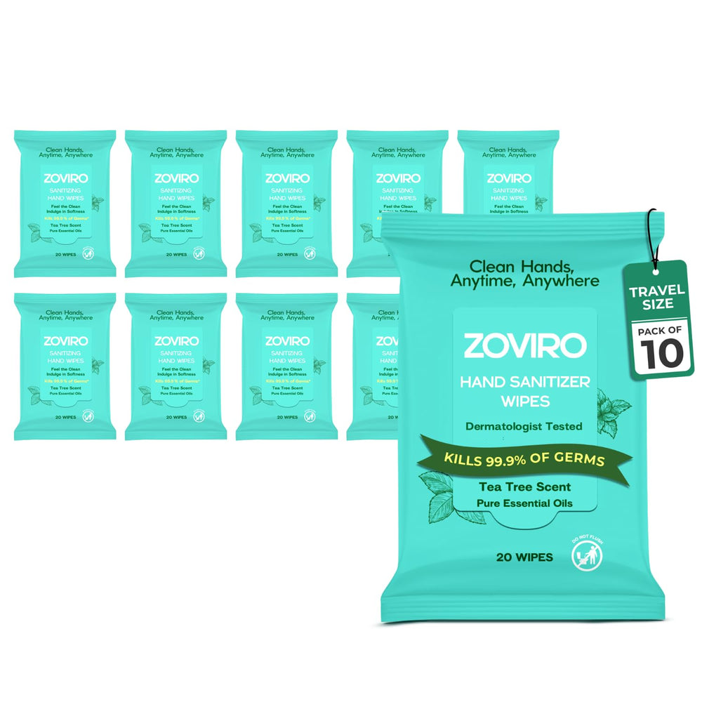 Zoviro hand sanitizer wipes ultra-soft viscose for gentle cleansing on the go.