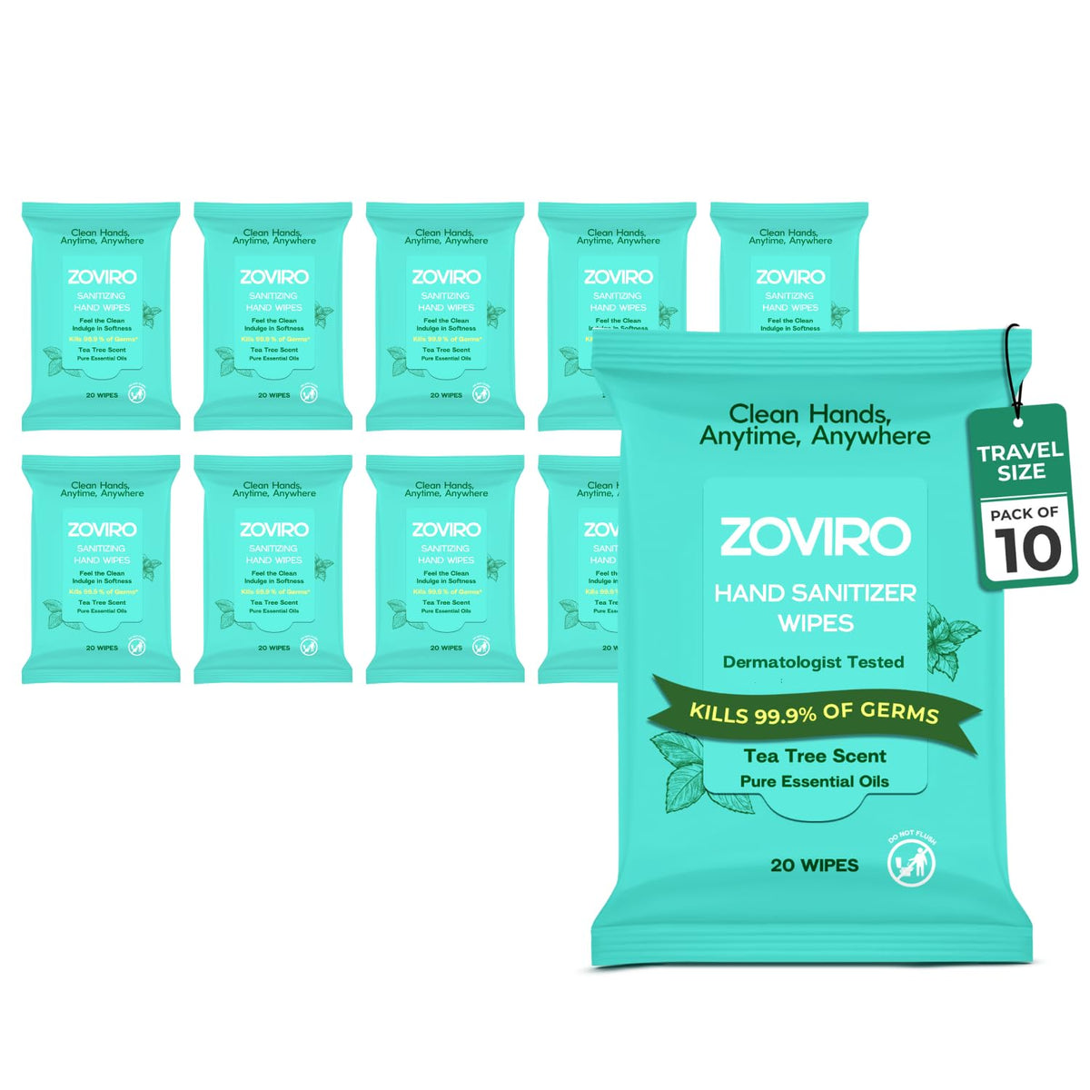 Zoviro hand sanitizer wipes ultra-soft viscose for gentle cleansing on the go.