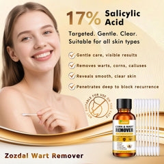 Zozdal applicator brush enables precise wart treatment.