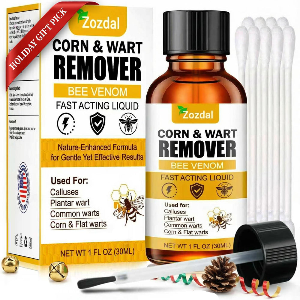 Zozdal Bee Venom Wart Remover bottle, compact 30ml for at-home use.