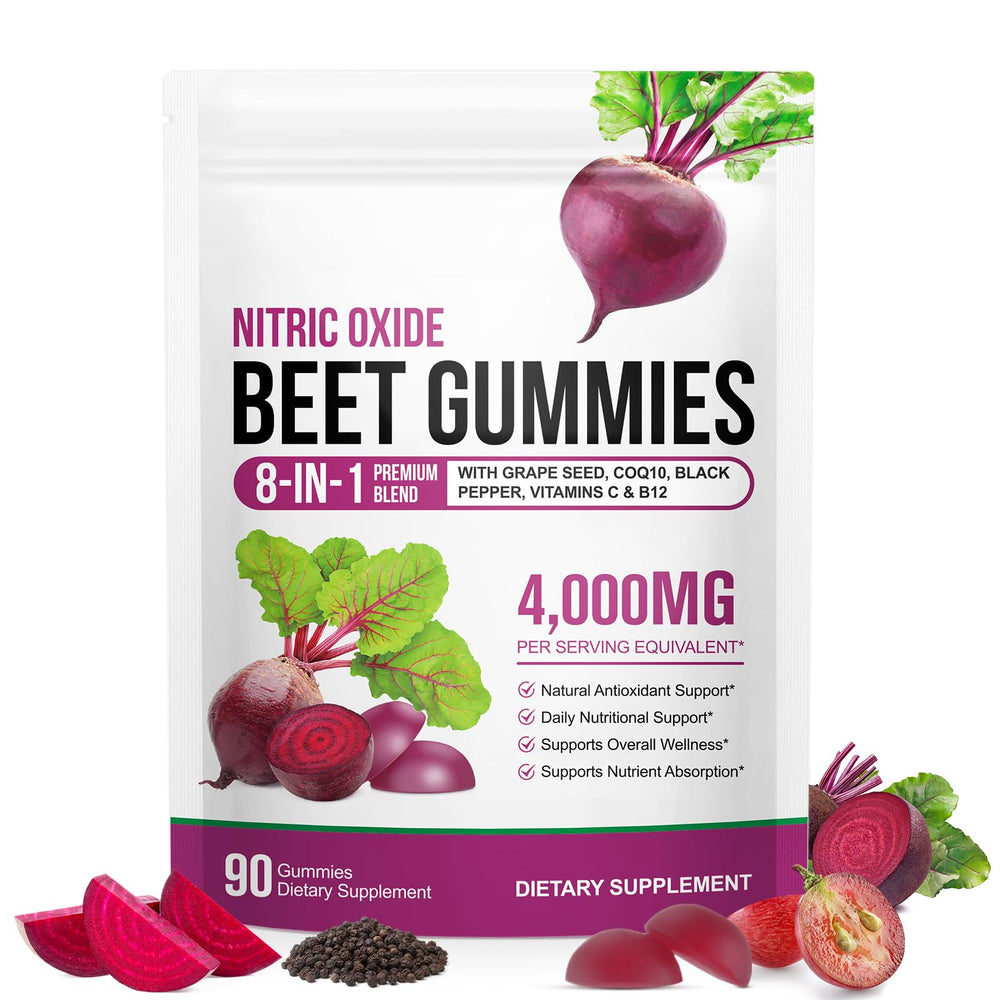 ZROGJBMK Beetroot Gummies bottle shows 20:1 extract for potential energy support.