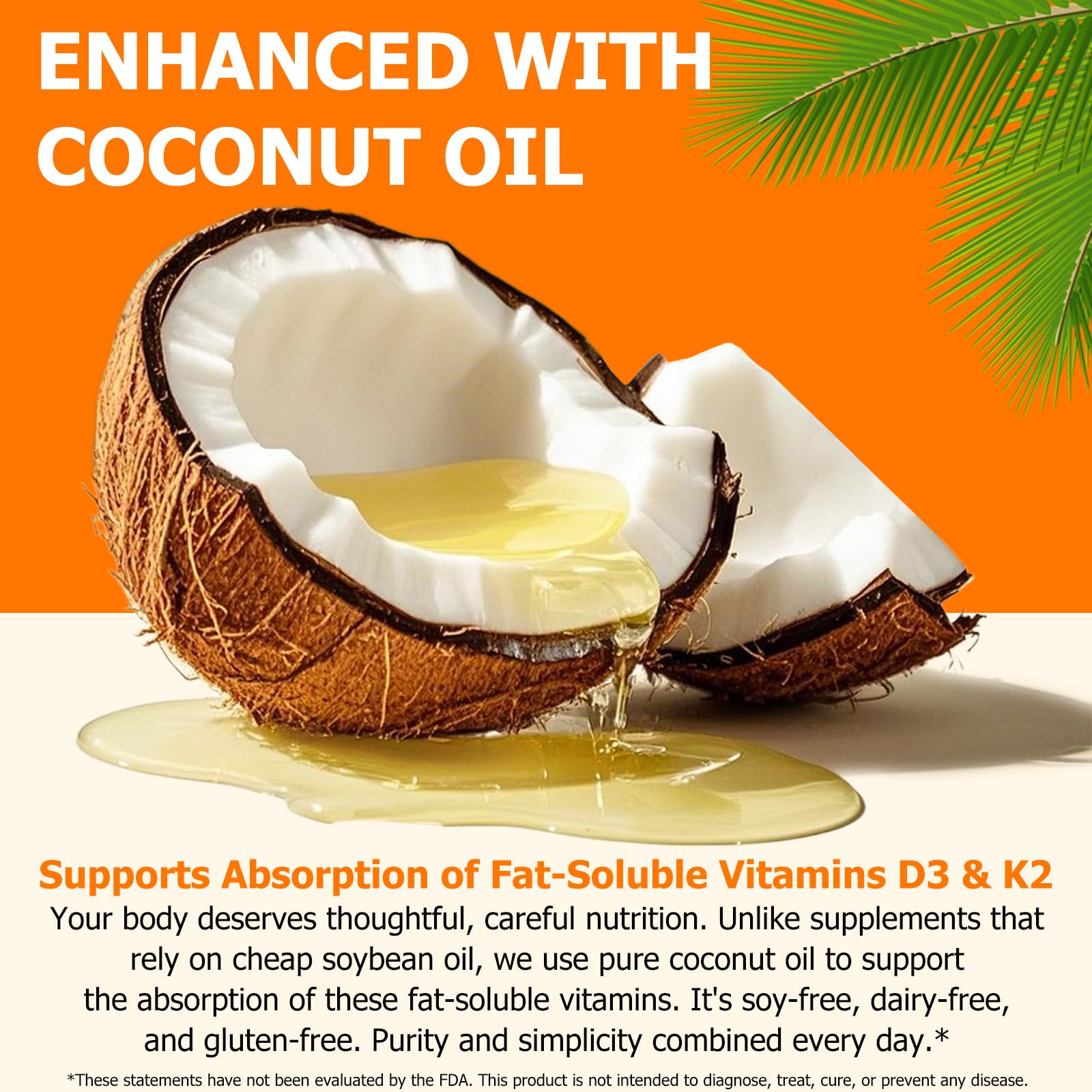 ZROGJBMK D3 K2 softgels offer a smooth swallow with mild coconut oil.