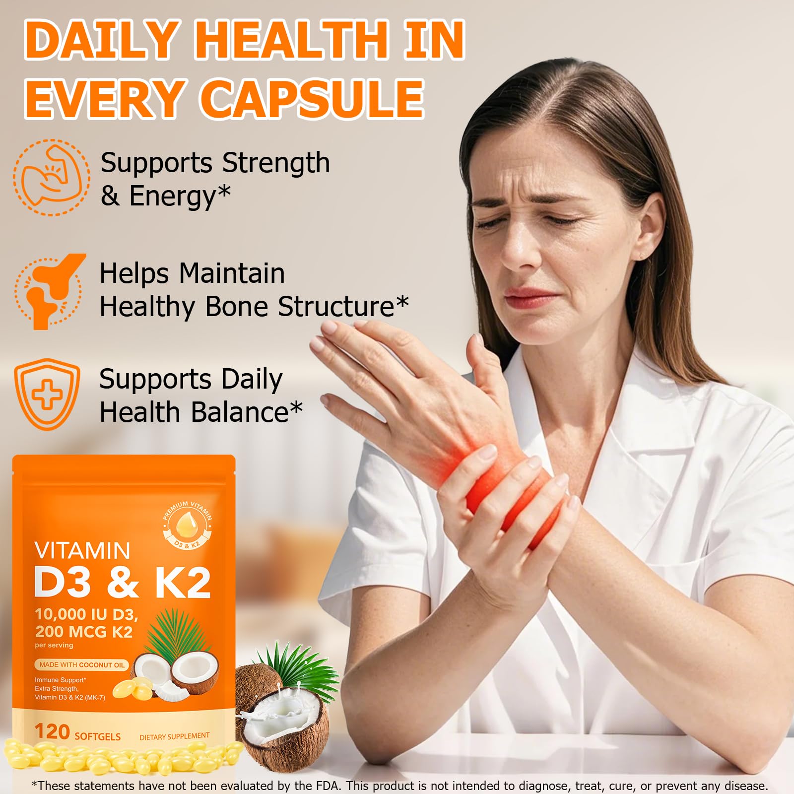 ZROGJBMK D3 K2 travel-friendly softgels in compact bottle.
