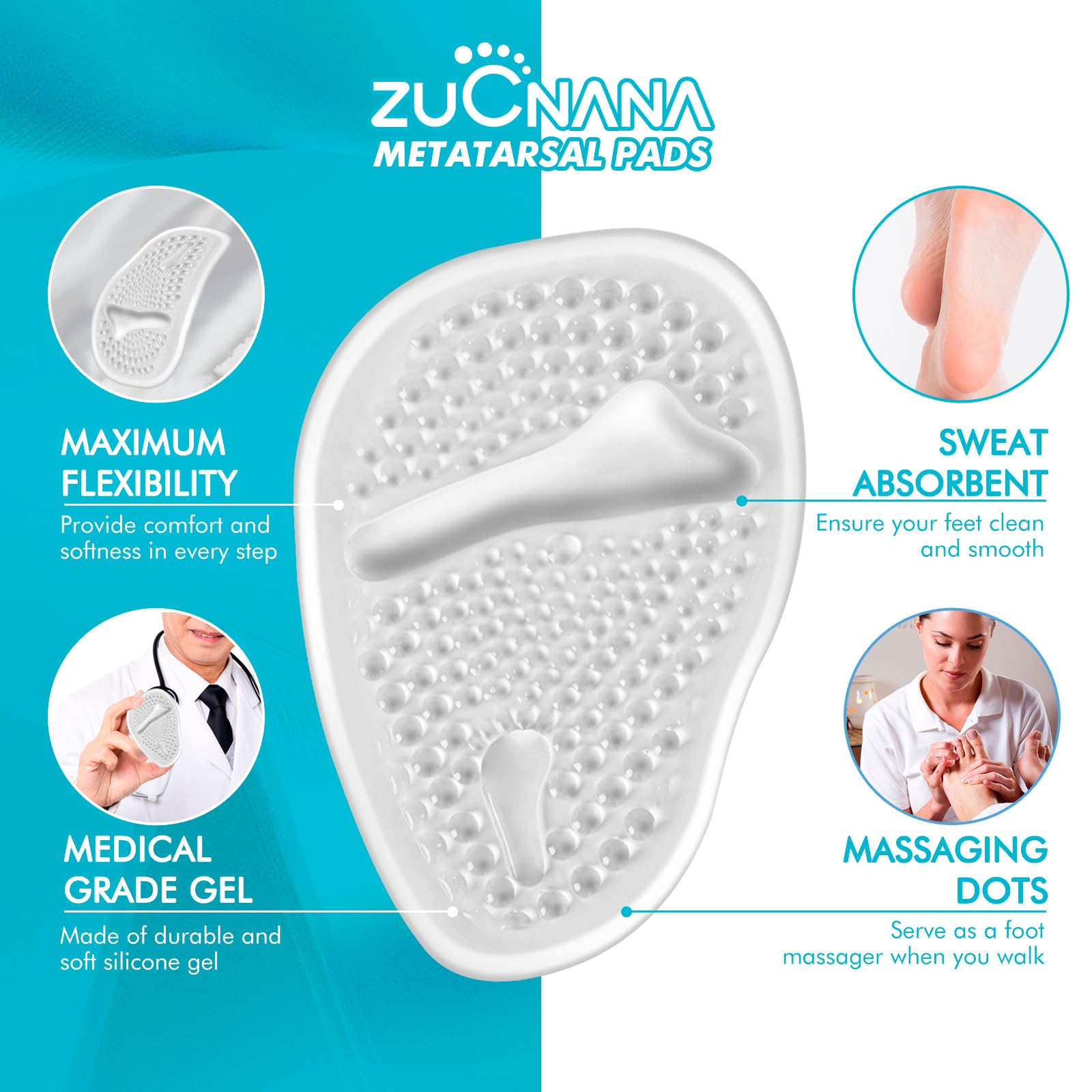 Close-up of ZUCNANA gel cushions showing soft texture