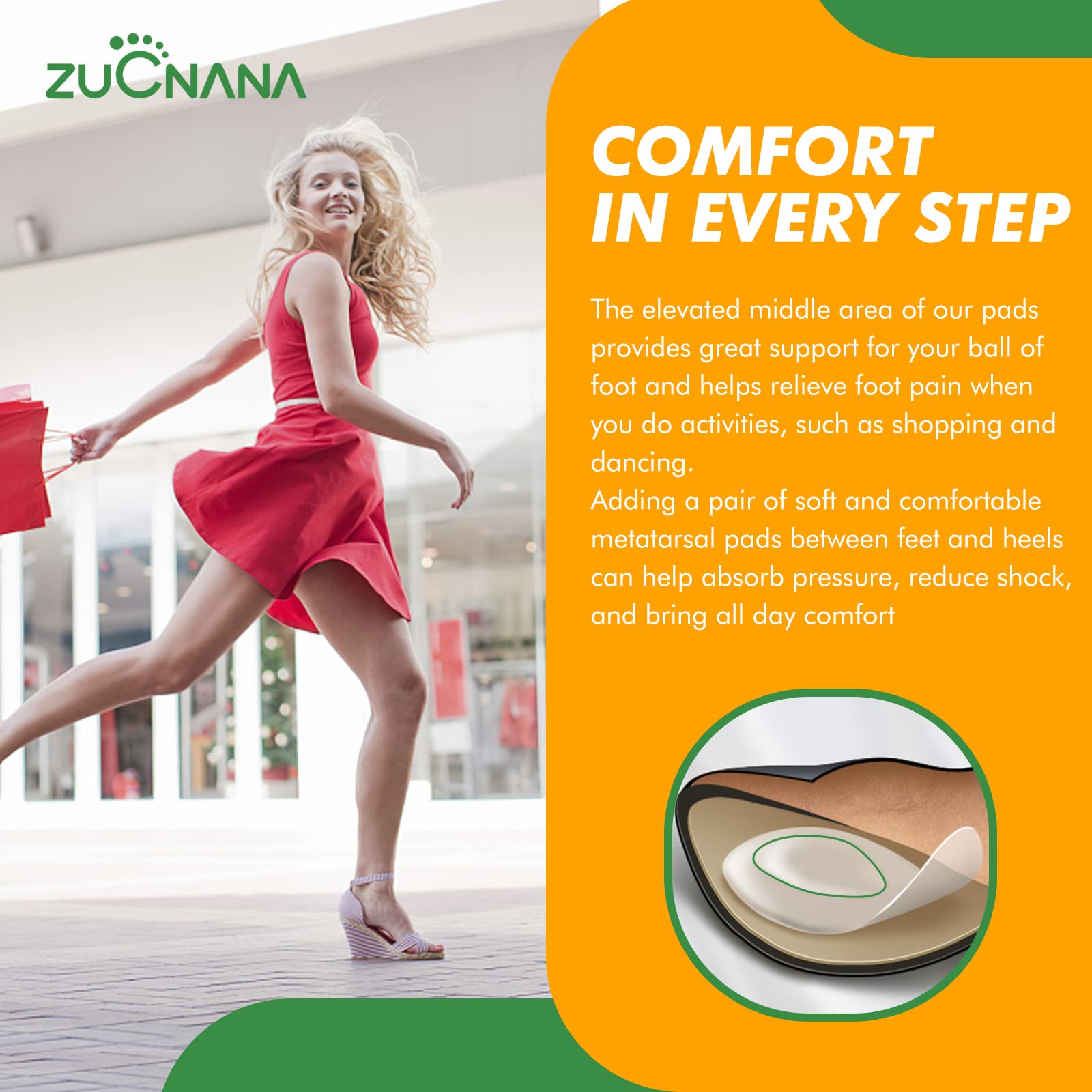ZUCNANA non-slip design keeps pads in place inside stylish shoes.