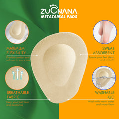 ZUCNANA soft silicone ball-of-foot pads reduce forefoot pressure during walking.