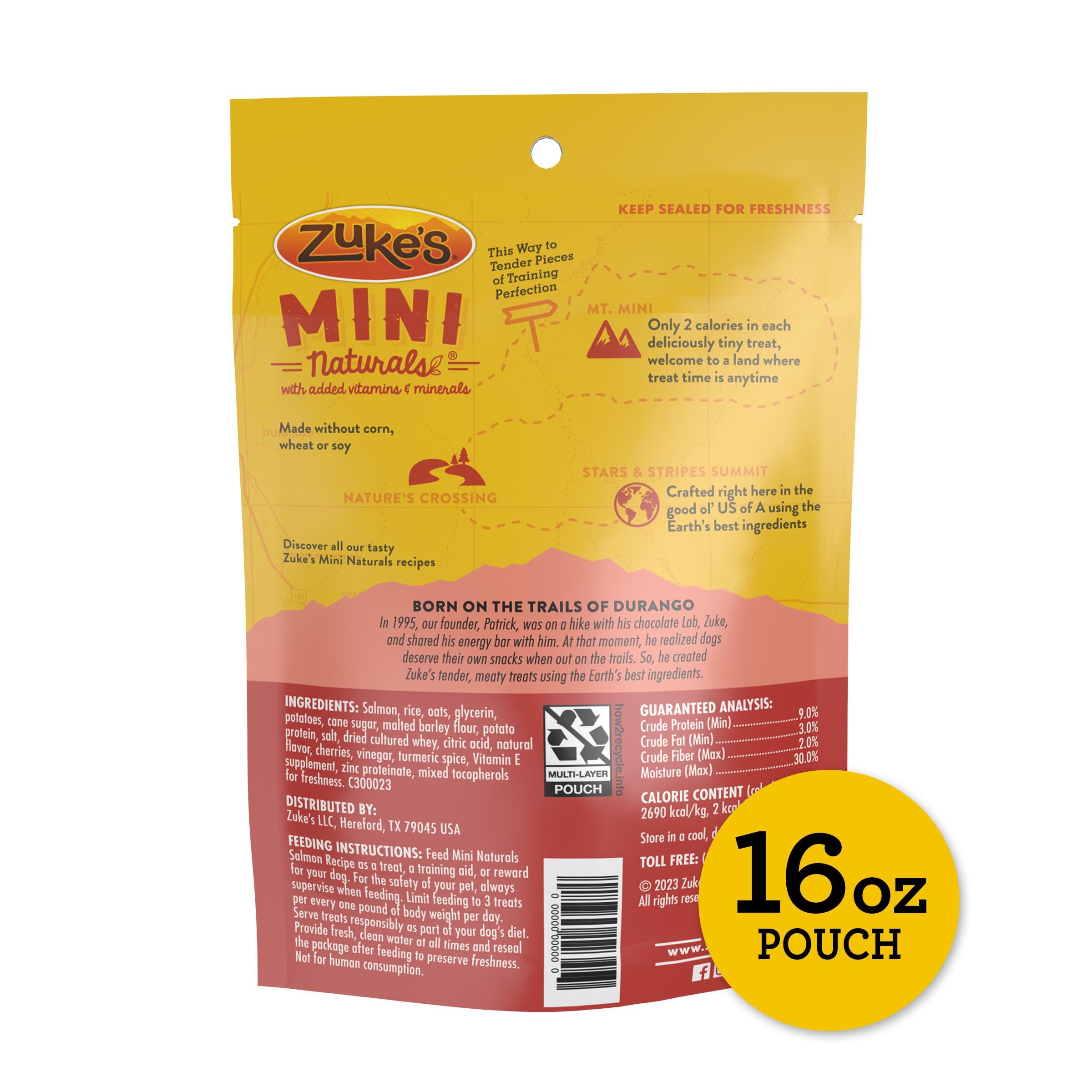 Zuke’s Mini Naturals no corn wheat or soy formulation for sensitive diets.