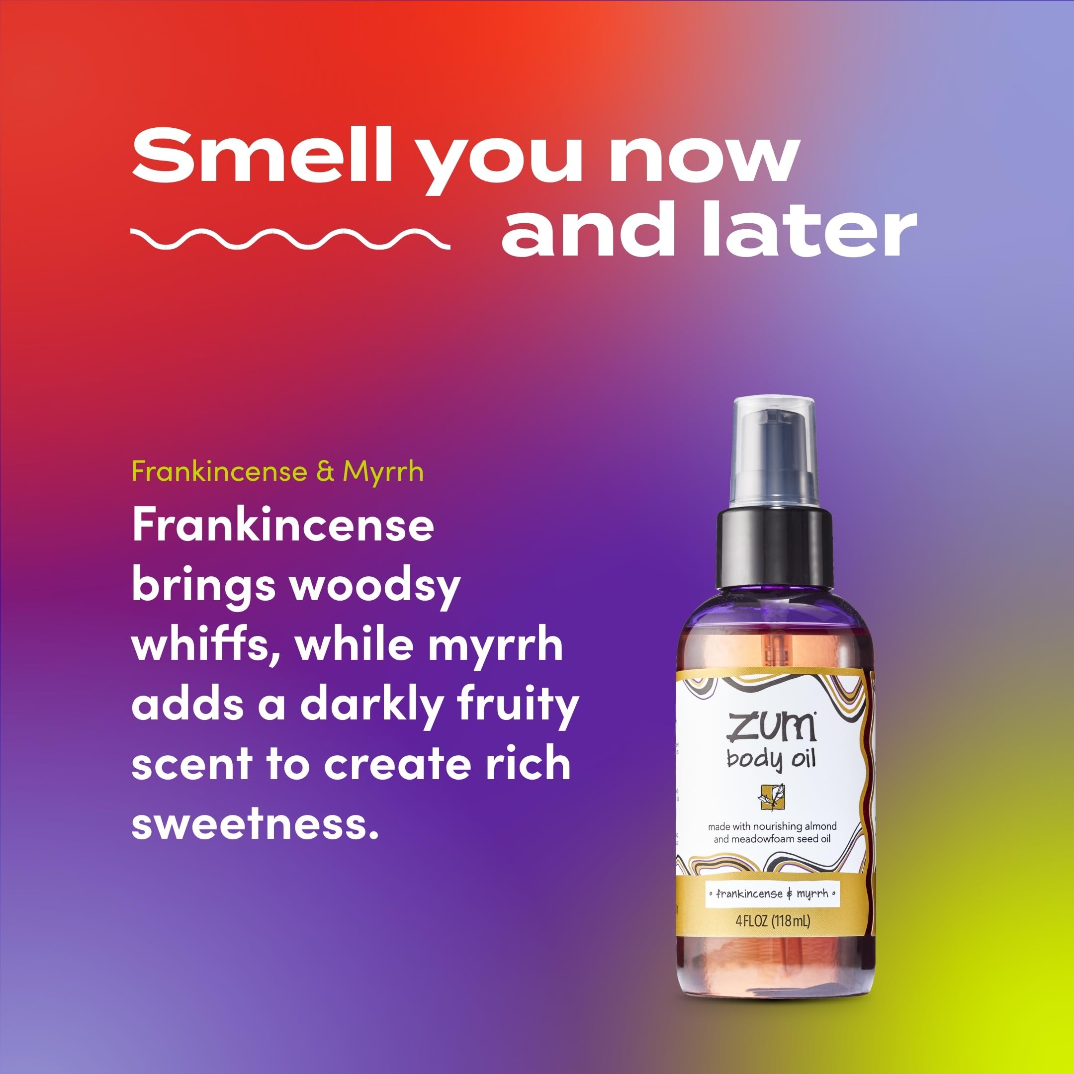 Zum Indigo Wild bottle closeup shows a lightweight, skin-friendly oil texture.