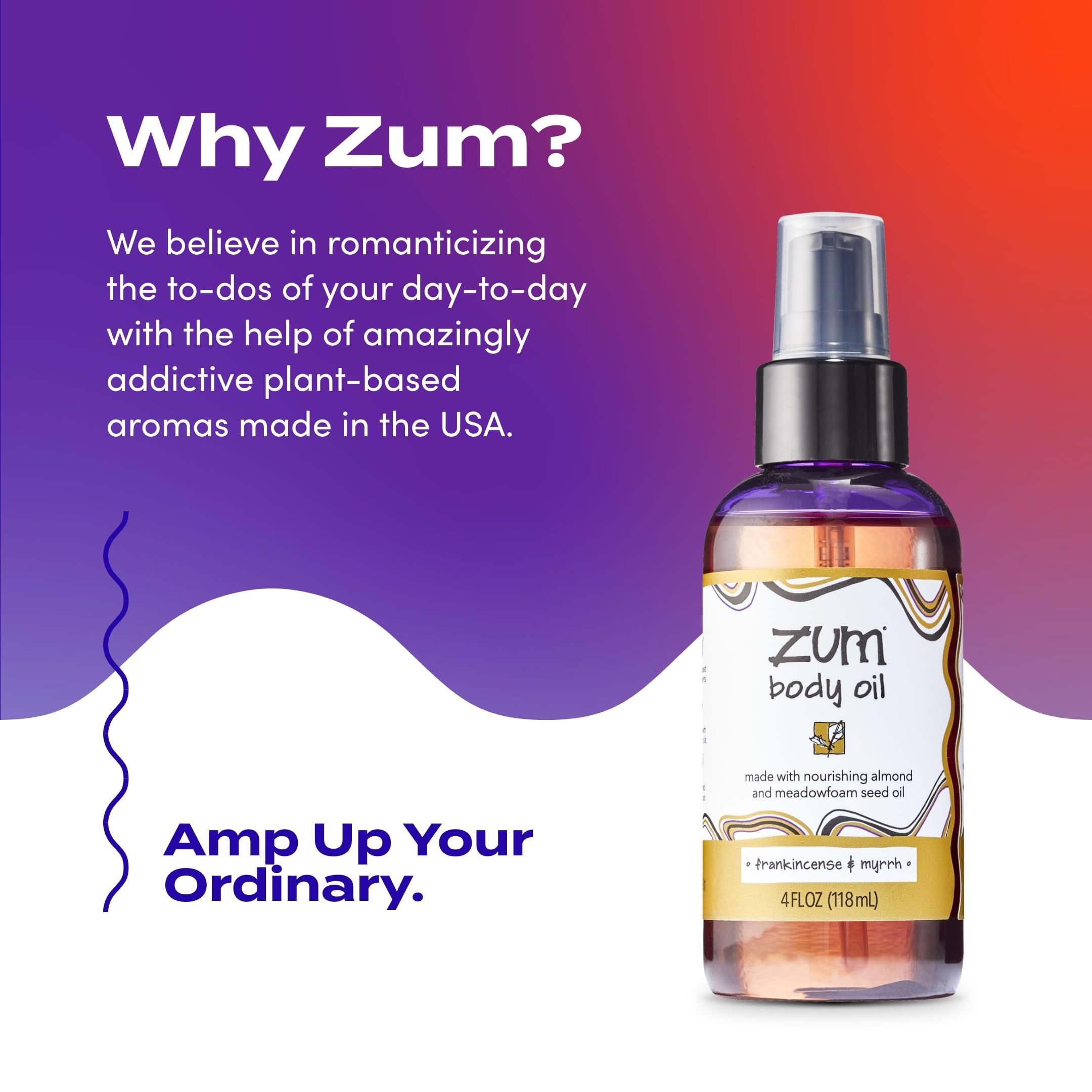Zum Indigo Wild body oil massage scene suggests hydrating, soothing skin after a long day.