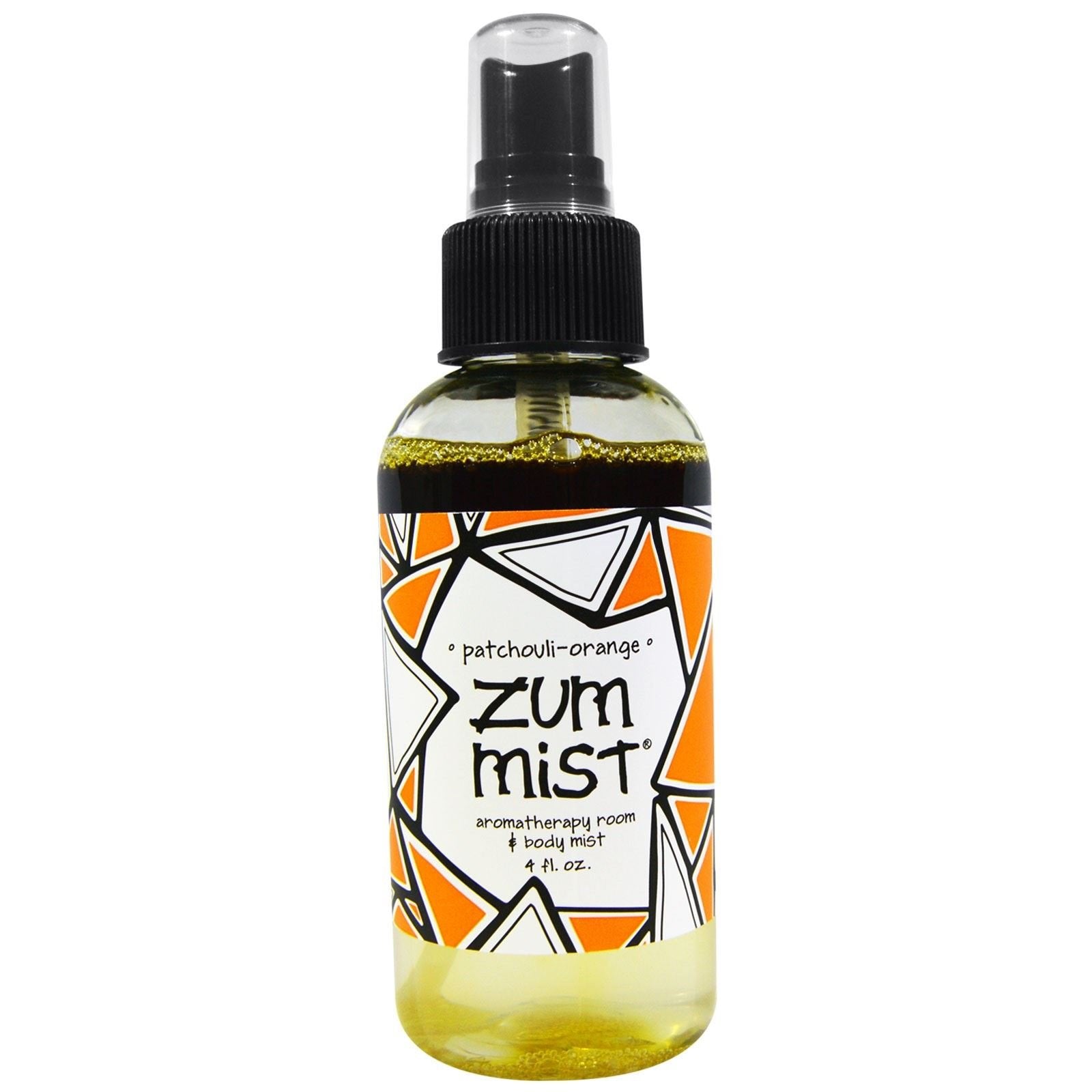 Zum Mist Patchouli-Orange bottle pour refreshes rooms with a deep, woody citrus scent.