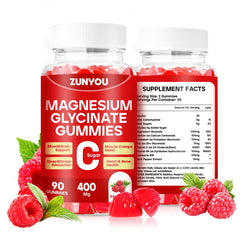 ZUNYOU Magnesium Glycinate Gummies bottle highlights sleep and calm benefits.