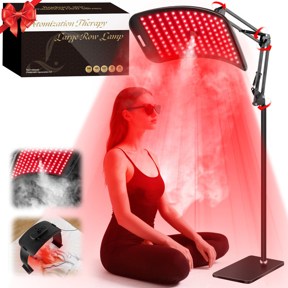 ZUOHE red light panel on stand focused on face for at-home rejuvenation.