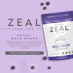 Zurvita Zeal for Life Bold Grape ingredients closeup.