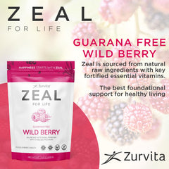 Zurvita Zeal for Life bottle and ingredients closeup for natural nutrition.