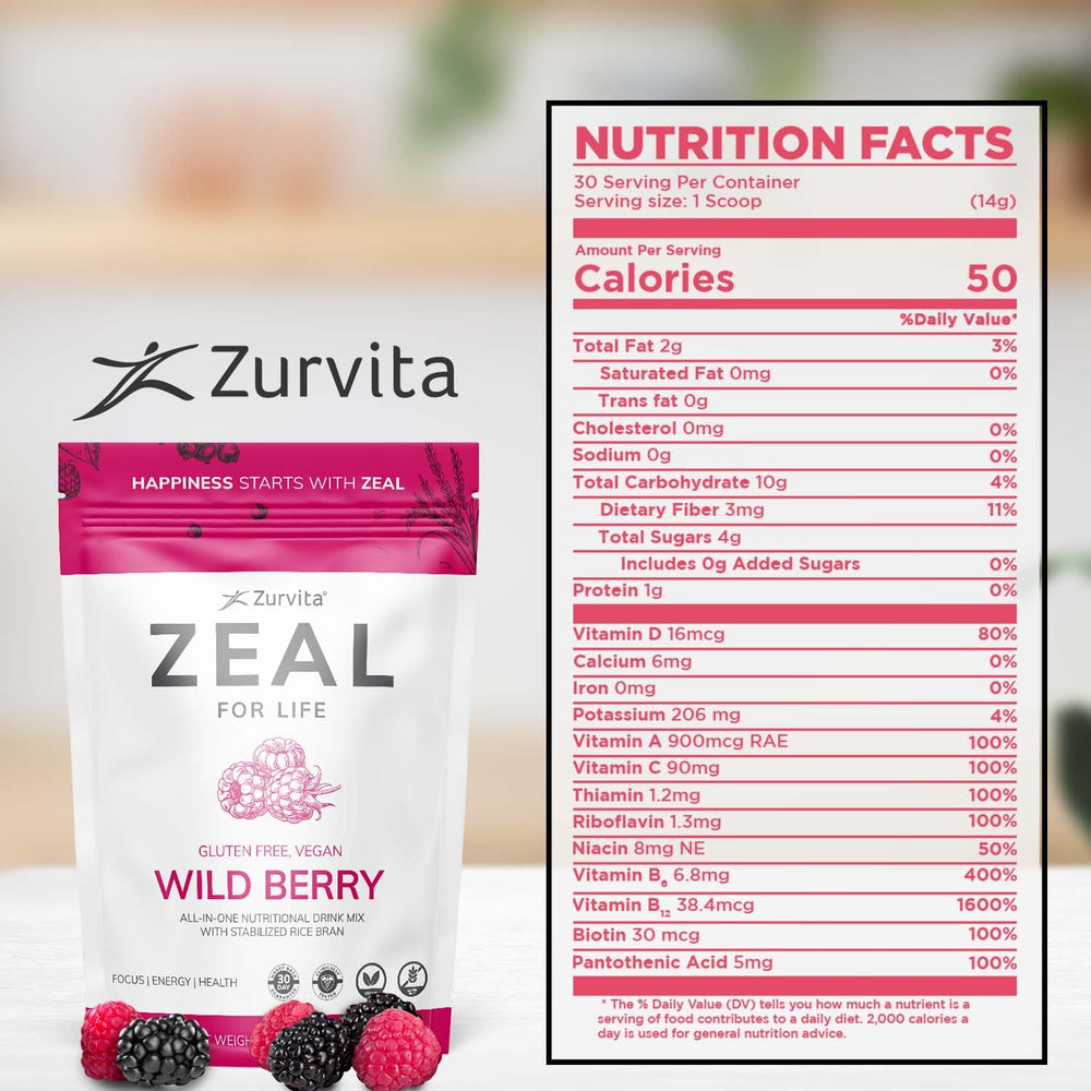 Zurvita Zeal for Life wild berry mix in glass showcases flavor.