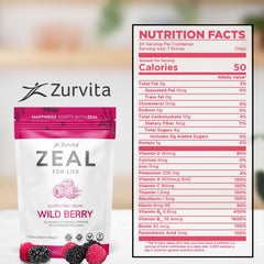 Zurvita Zeal for Life wild berry mix in glass showcases flavor.