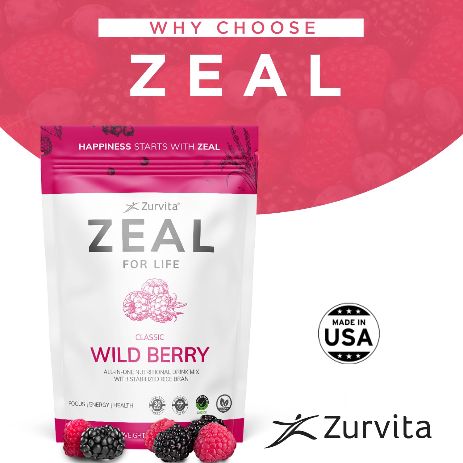 Pre-workout mix of Zurvita Zeal for Life Wild Berry dissolving smoothly.