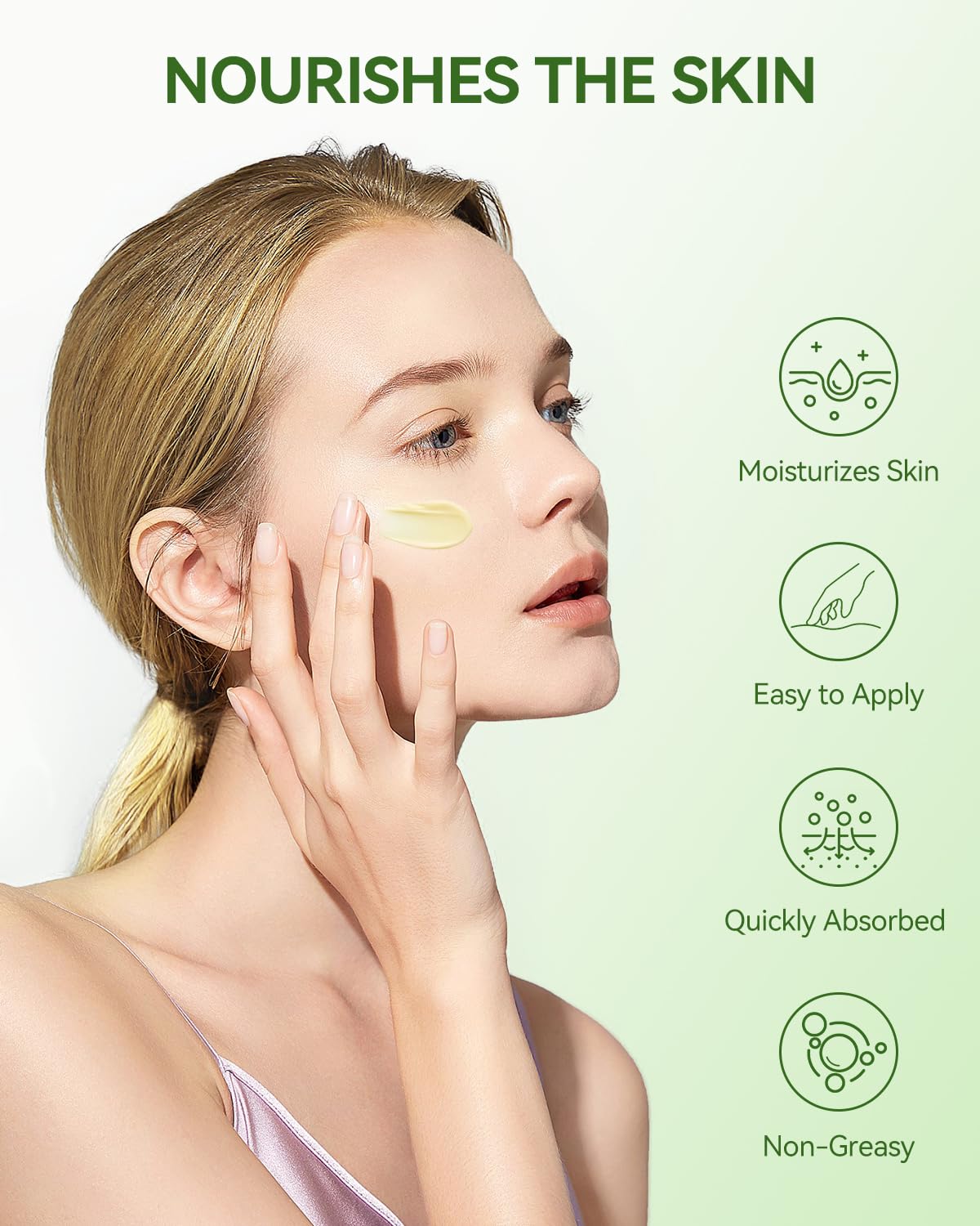 Zuzuxia Wild Yam Cream ingredients close-up emphasizes non-GMO, paraben-free care.