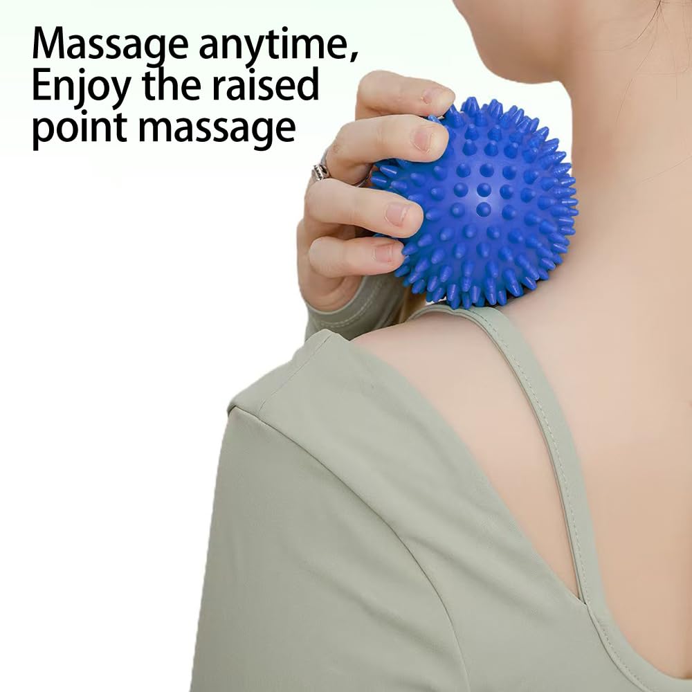 ZXJHGXS spiky-ball 3.54in blue for targeted myofascial release and soreness relief.