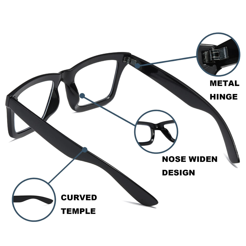 ZXYOO Oprah-style reading glasses square-frames worn in office for clear screen time.