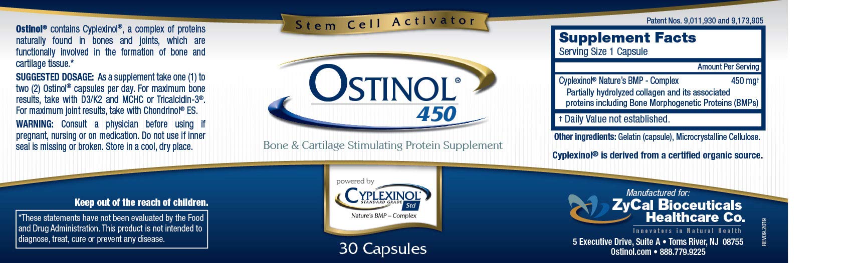 Ingredients panel on ZyCal Ostinol Standard shows organic, non-GMO profile
