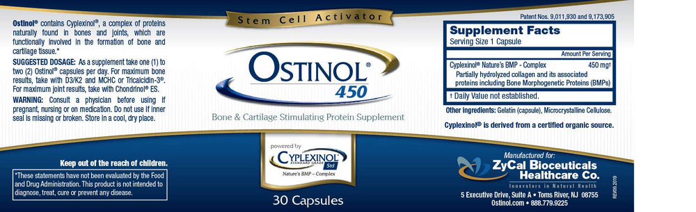 Ingredients panel on ZyCal Ostinol Standard shows organic, non-GMO profile