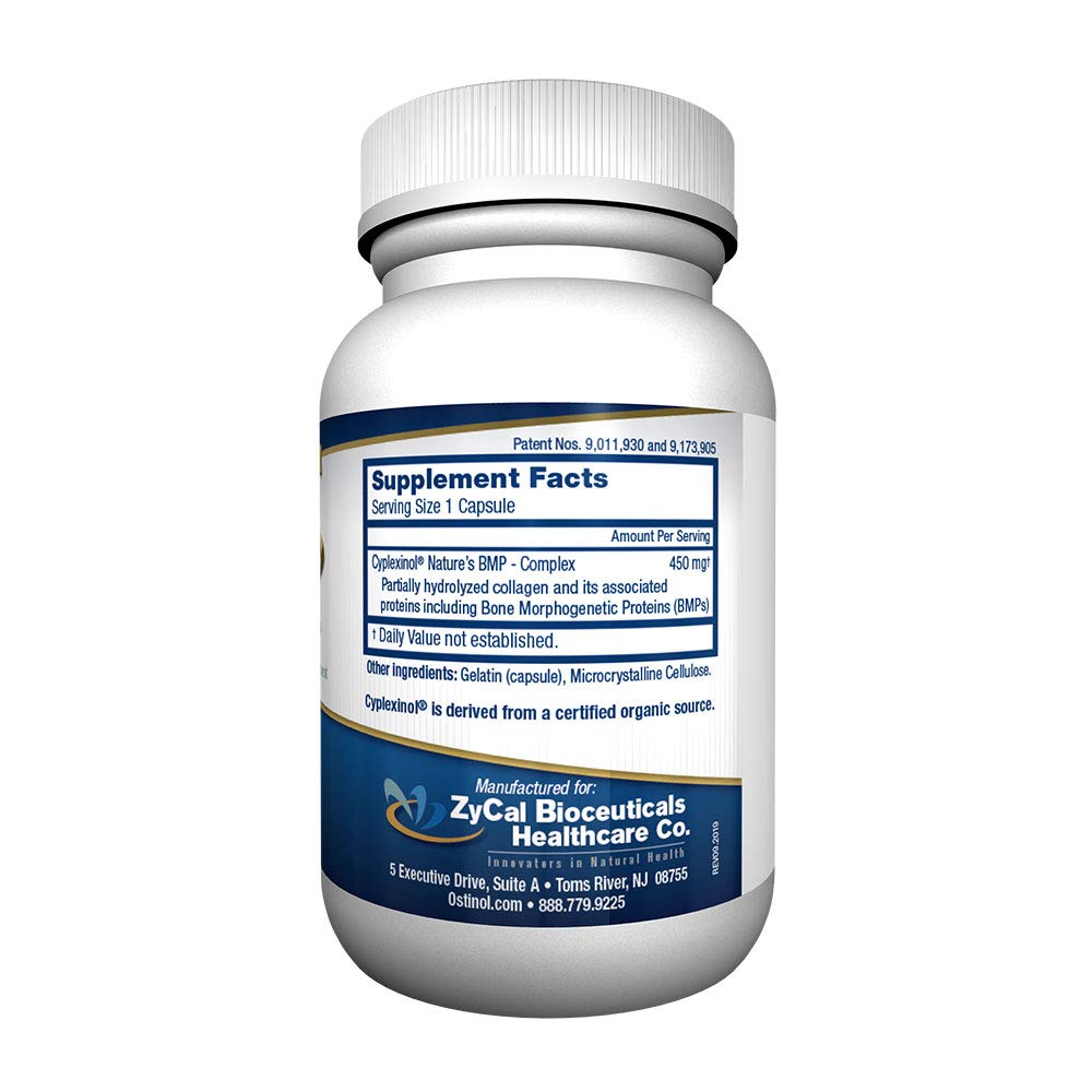 Pills in a ZyCal Ostinol Standard container suggest daily use for joint wellness