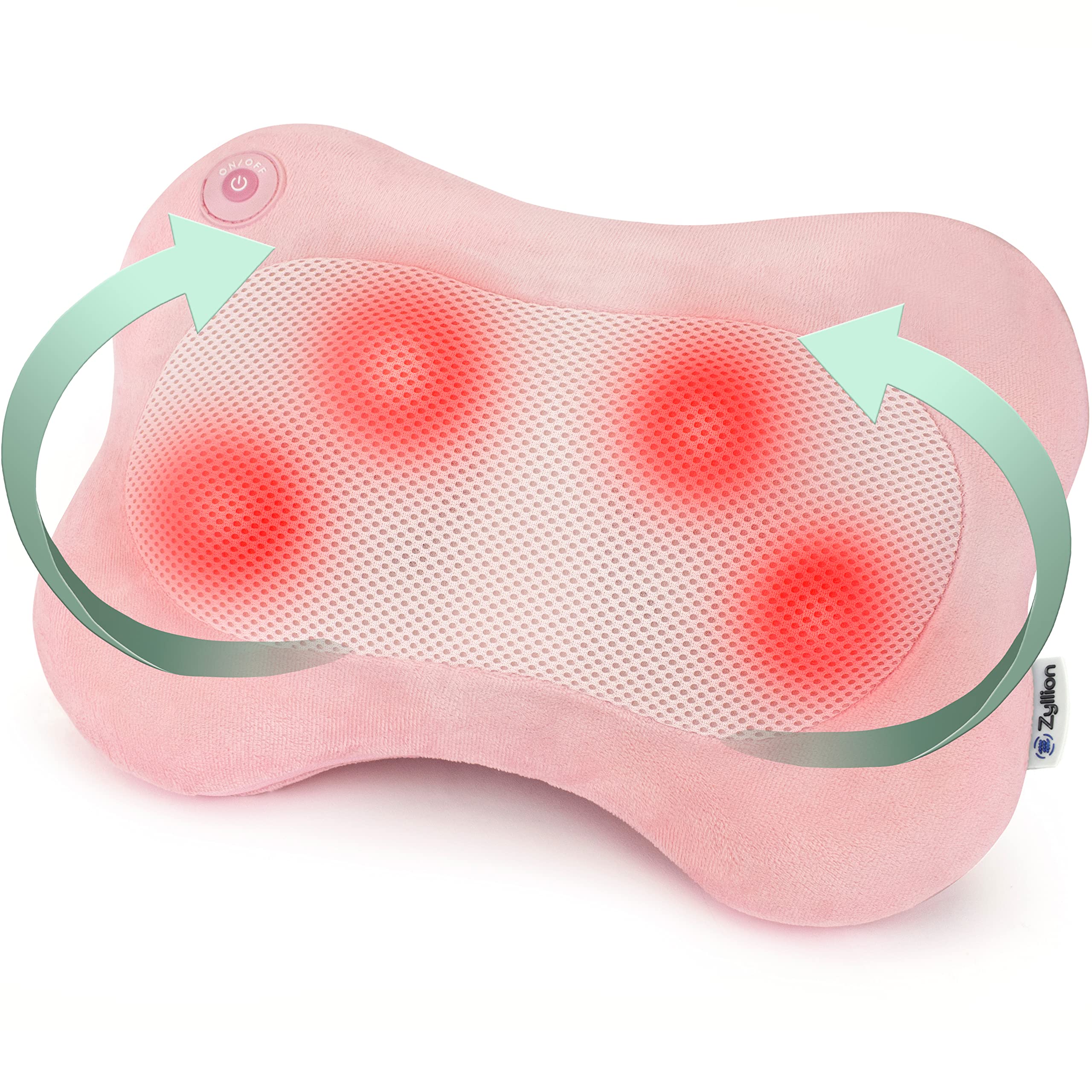 Zyllion shiatsu back massager close-up nodes delivering heat for targeted relief