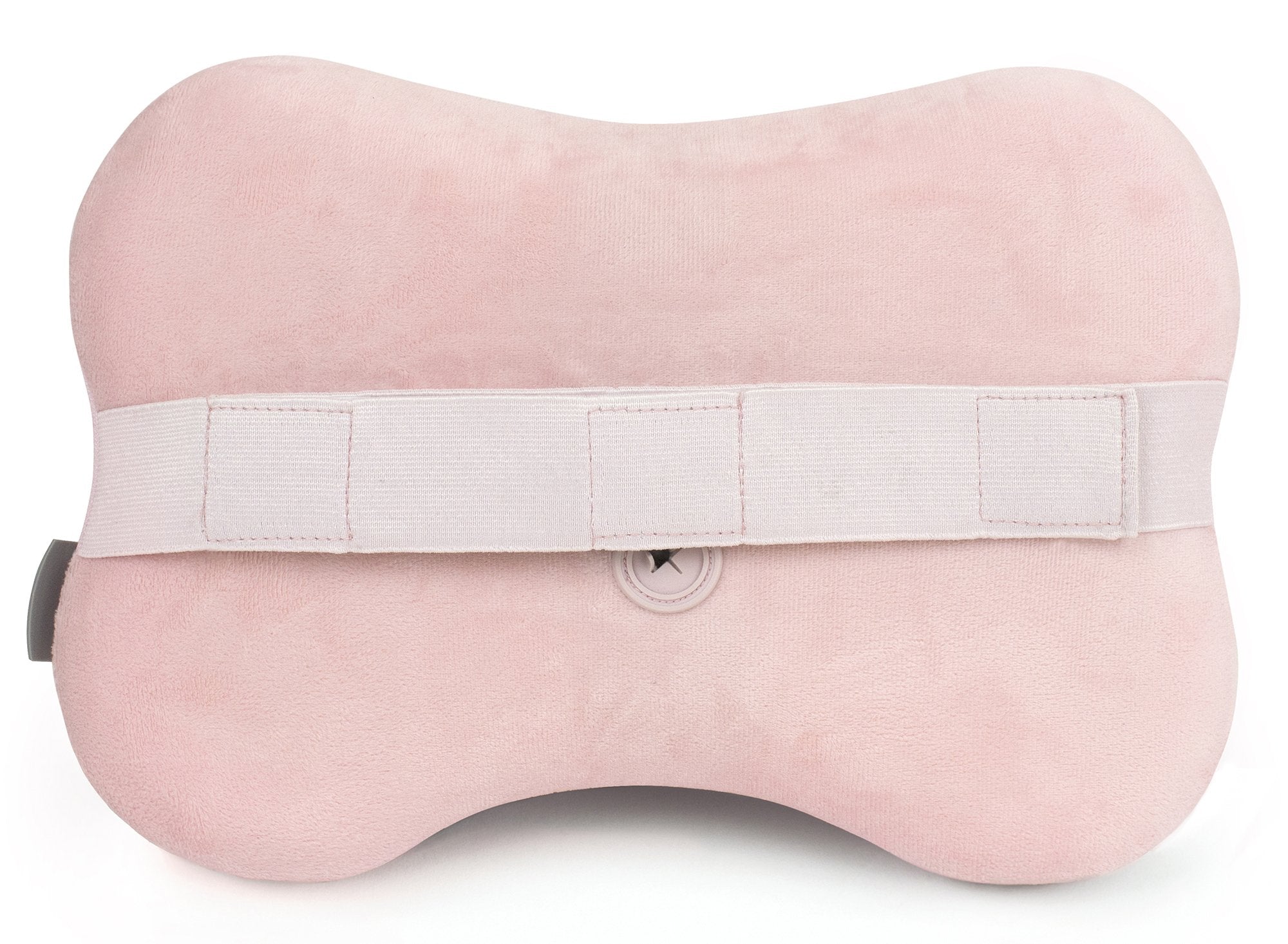 Zyllion massager with ergonomic strap fastened to chair or headrest