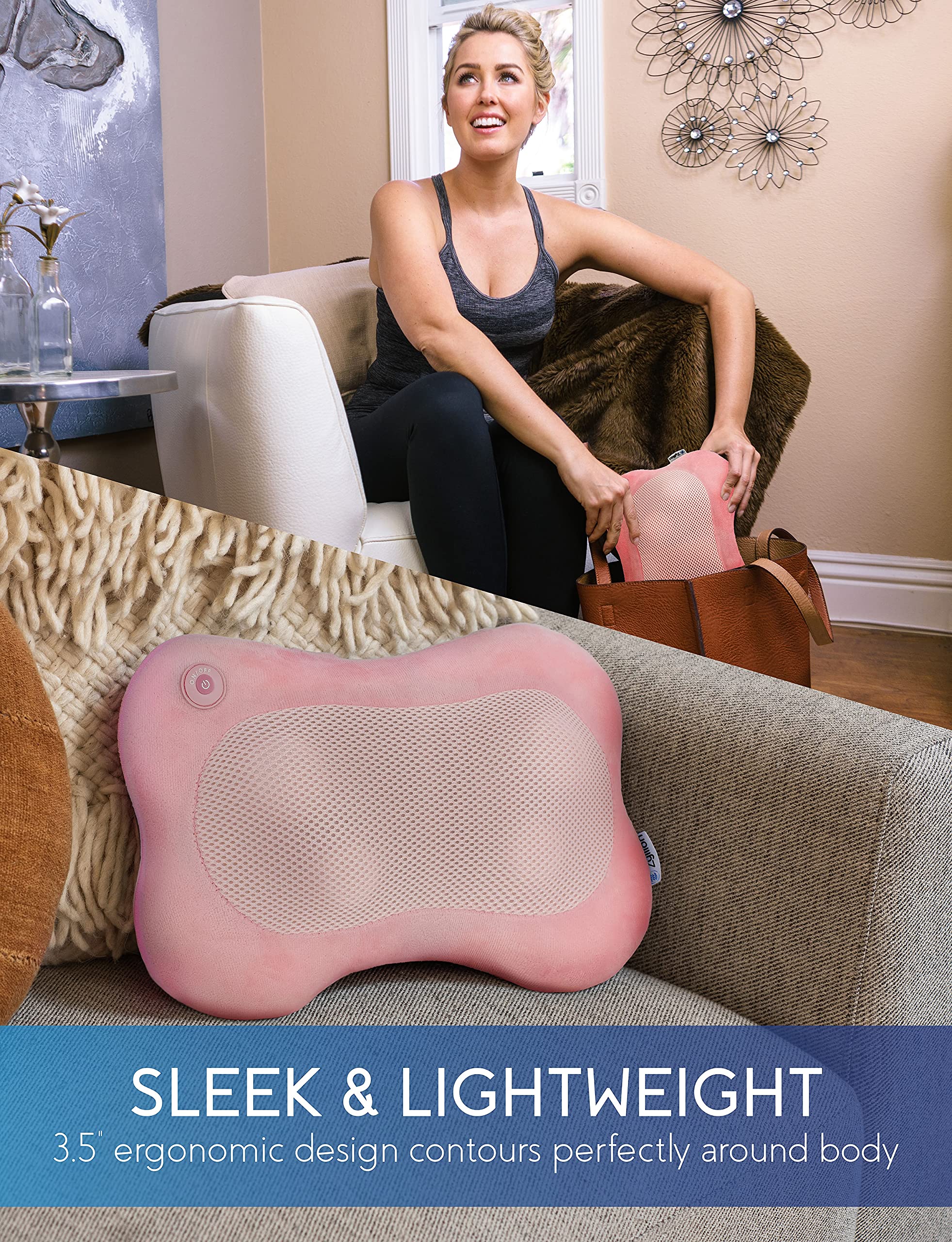 Heat function activated on the Zyllion shiatsu massager
