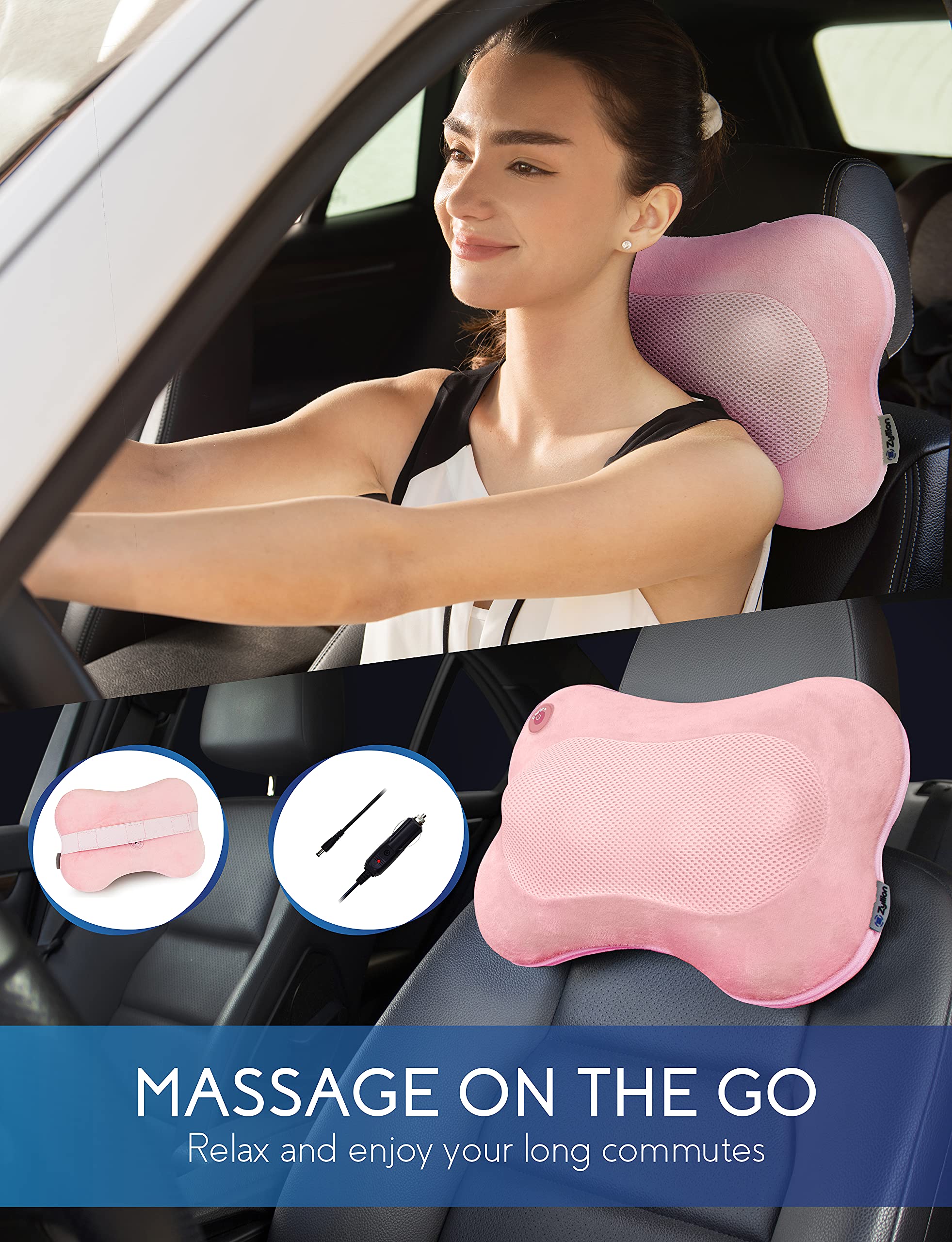 Velcro strap securing the Zyllion massager during use