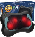 Zyllion ZMA-13RB Shiatsu Back & Neck Massager with Heat - Cordless 3D Kneading Pillow