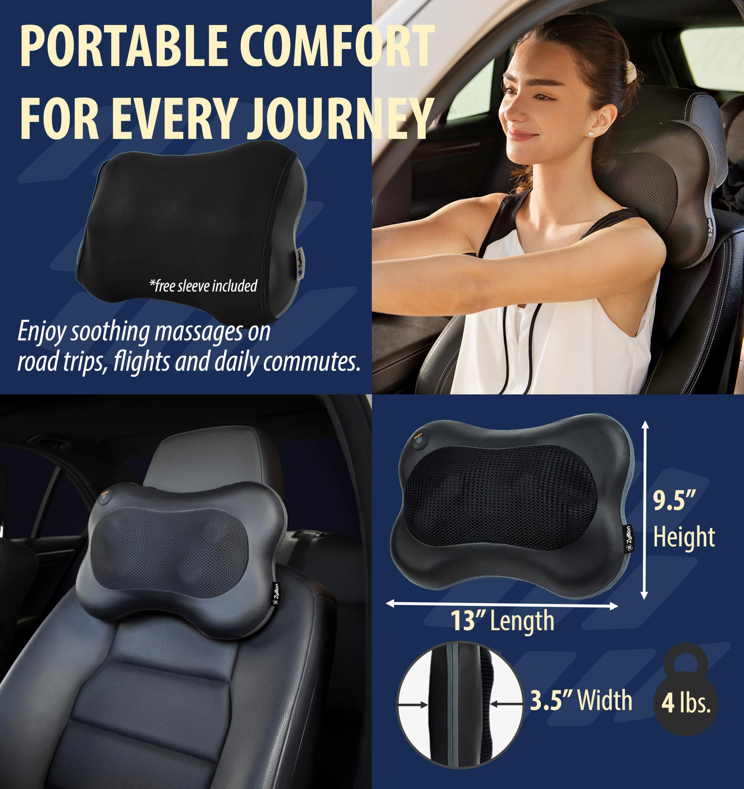 Zyllion ZMA-13RB car headrest use for travel massages