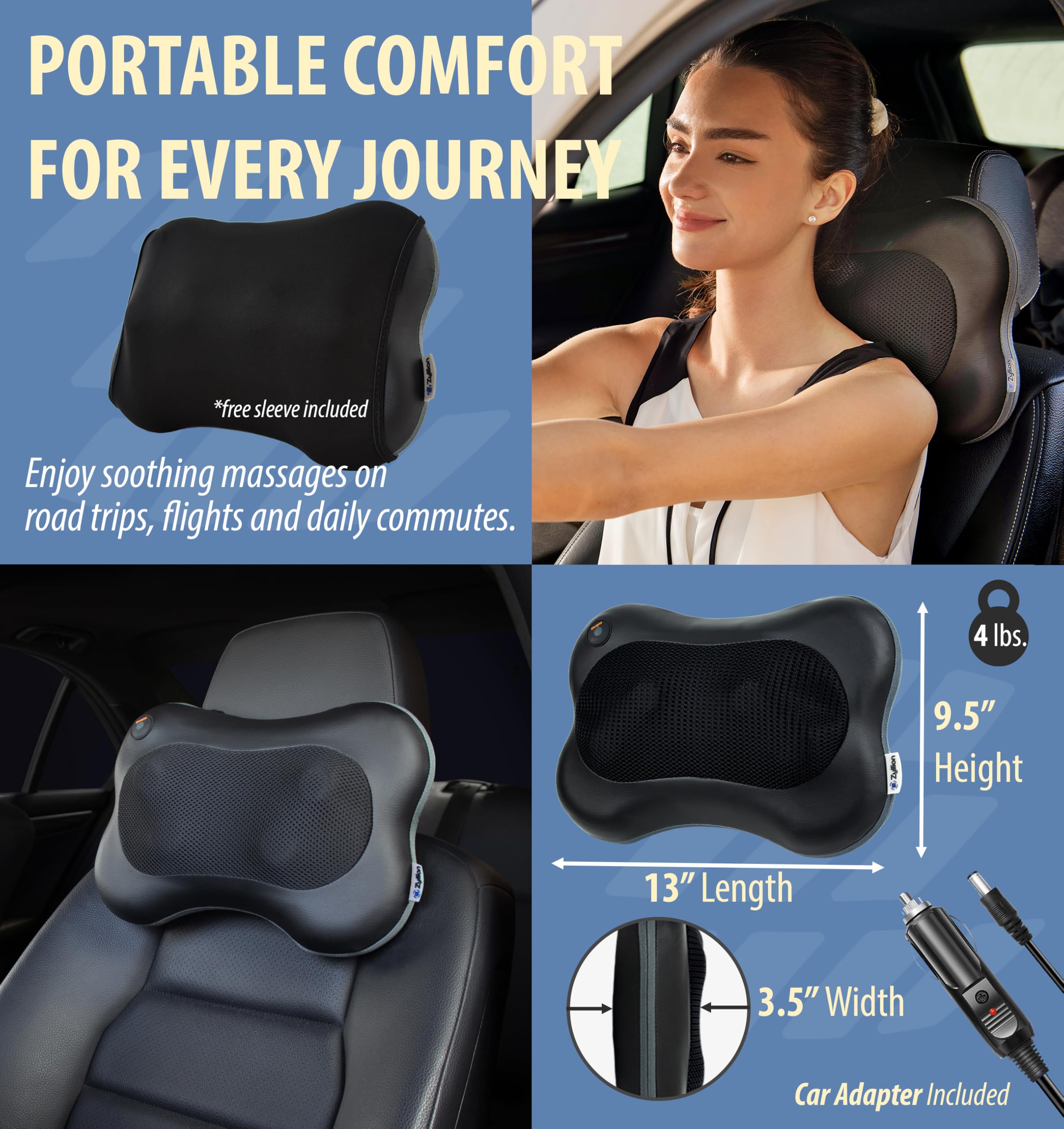 Zyllion ZMA-13 car adapter included for road trips