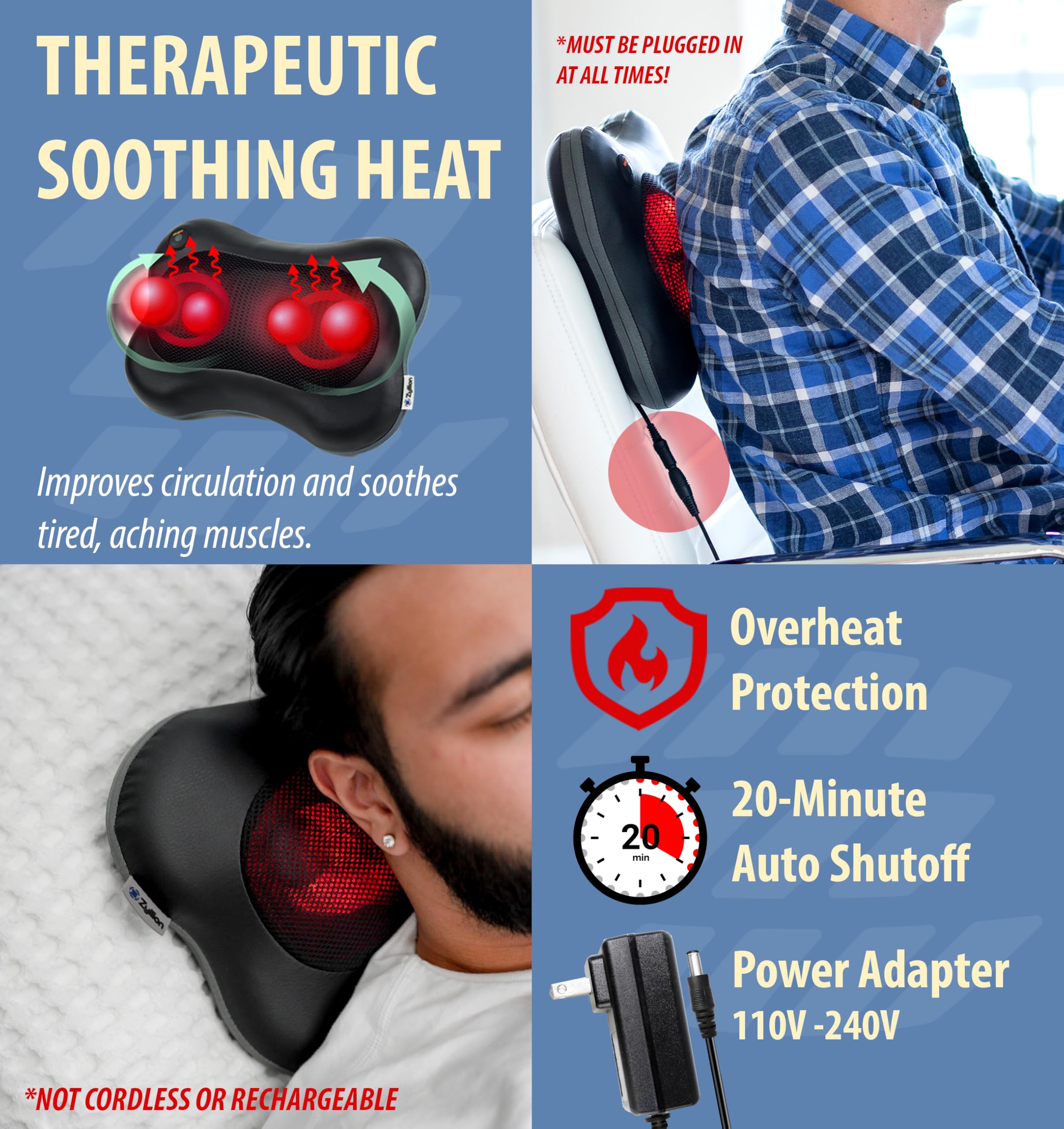 Zyllion ZMA-13 heat function image highlighting soothing warmth