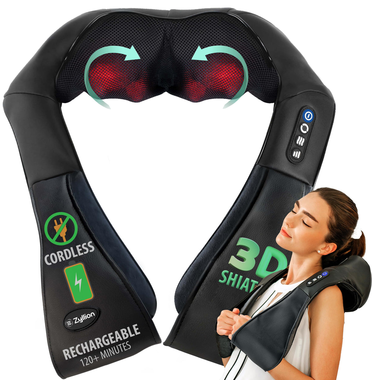 Zyllion ZMA-28RB neck massage nodes deliver targeted relief for tense muscles.