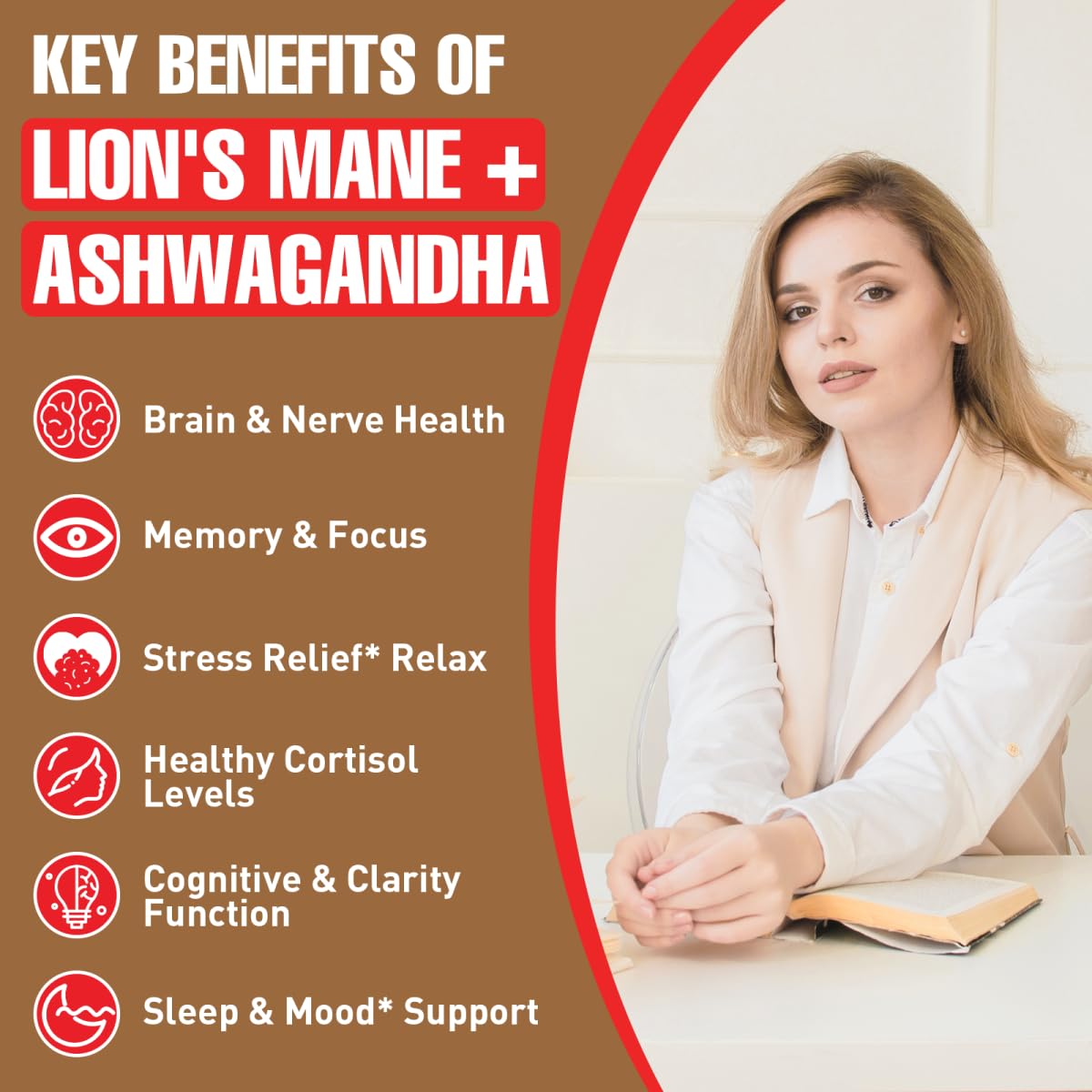 Zylvrax bottle label displays Ashwagandha Lions Mane for brain support