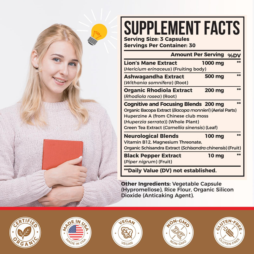 Zylvrax ingredients panel highlights nootropic and adaptogenic botanicals