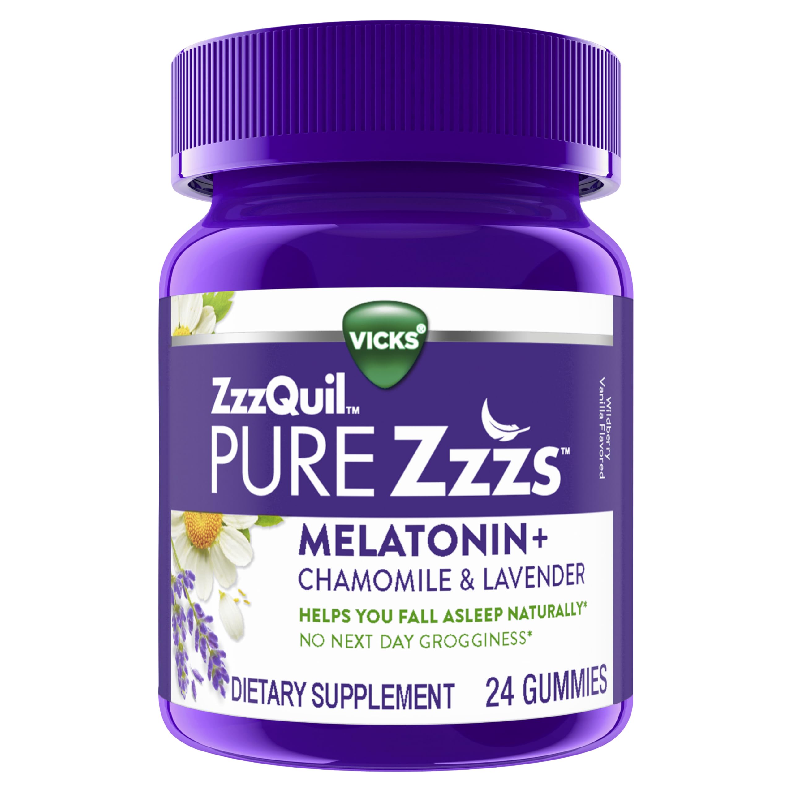 Frasco de ZzzQuil PURE Zzzs en vidrio, almacenamiento seguro