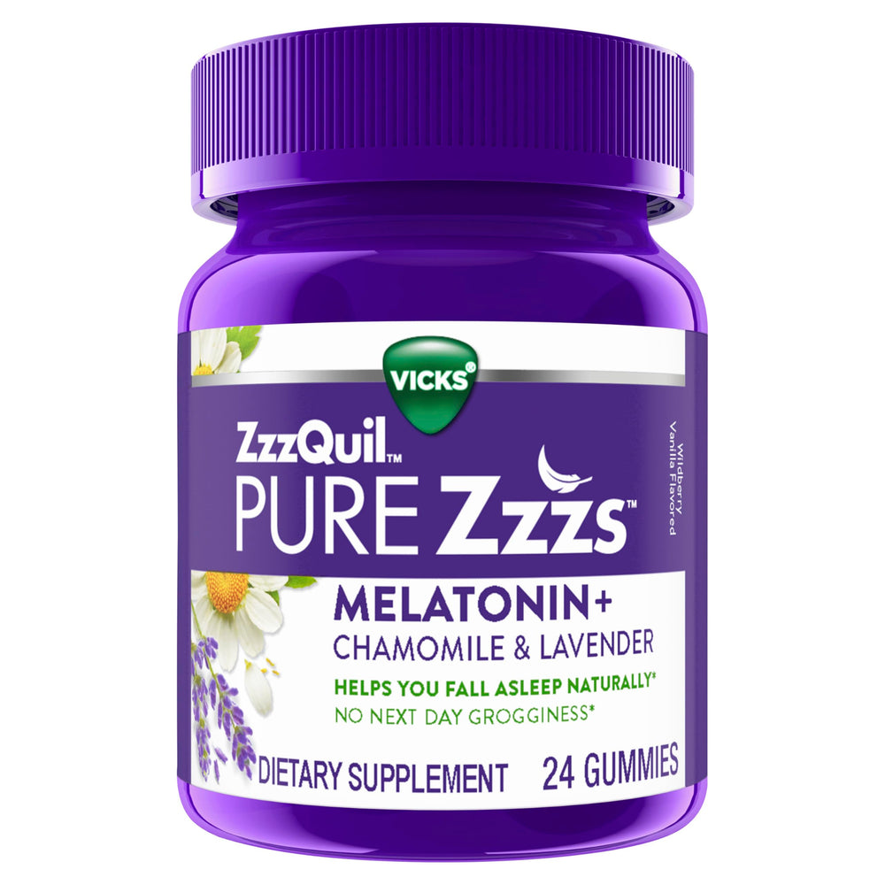 Frasco de ZzzQuil PURE Zzzs en vidrio, almacenamiento seguro