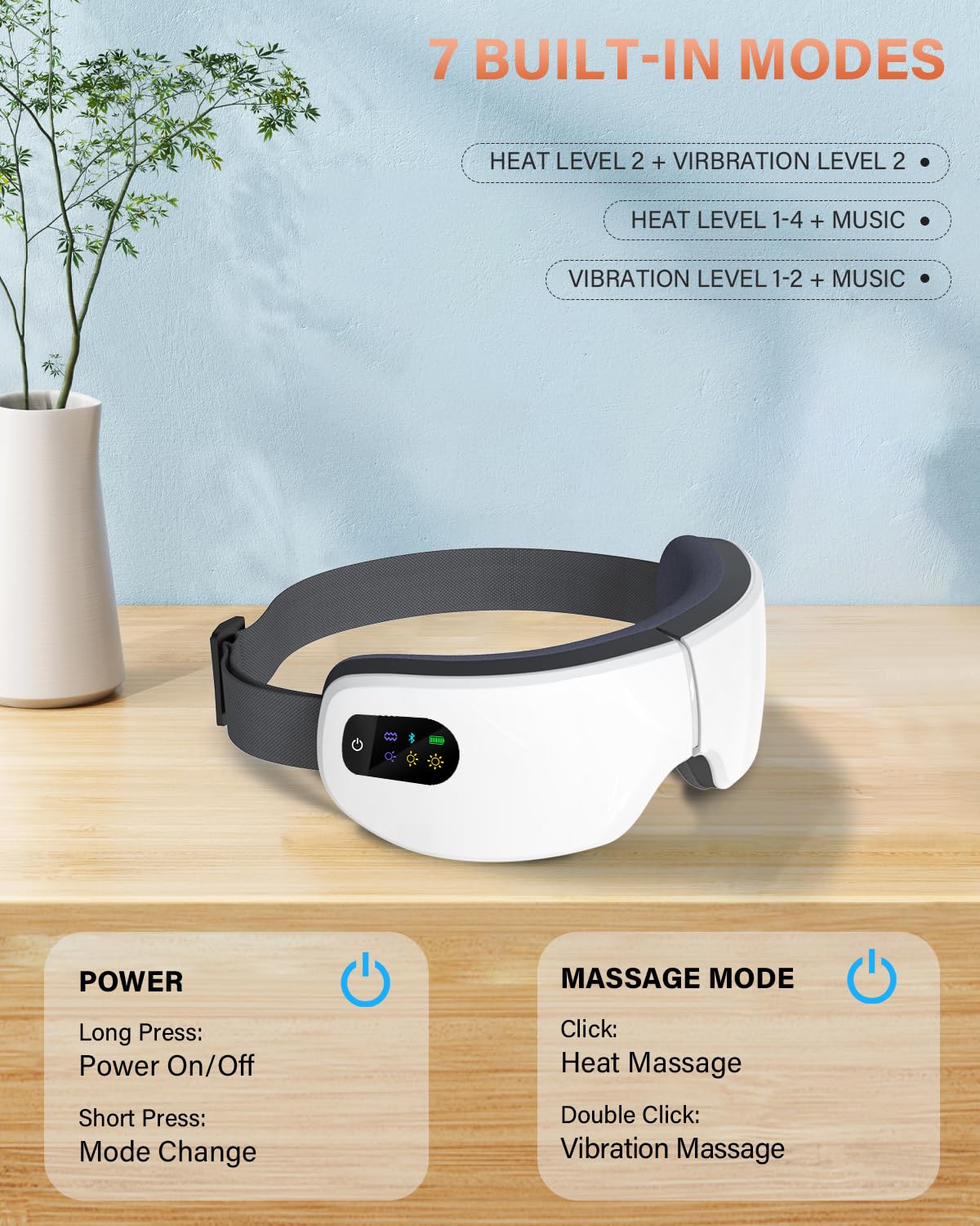 ZZR SEVEN eye massager with seven modes provides customizable comfort.