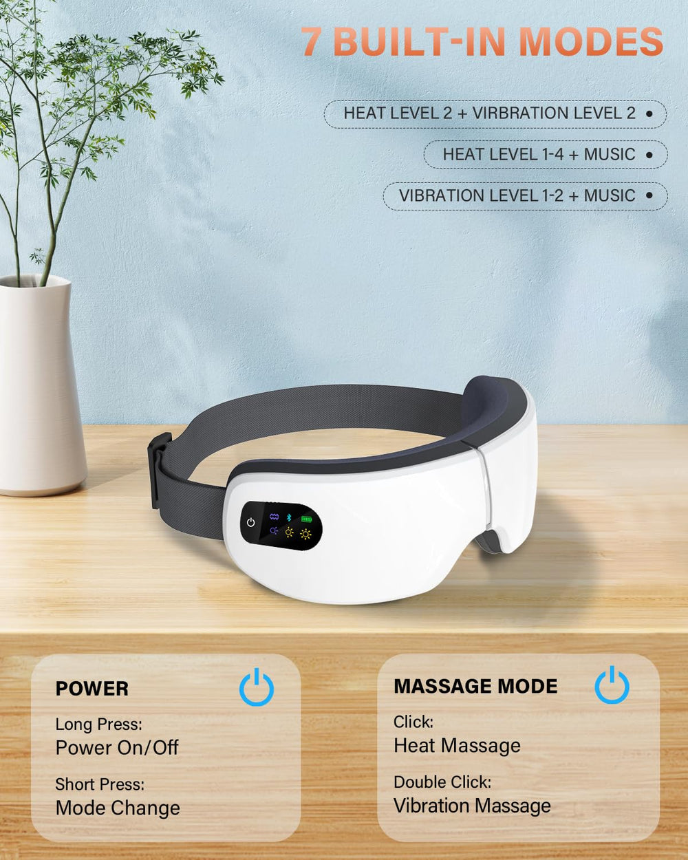 ZZR SEVEN eye massager with seven modes provides customizable comfort.