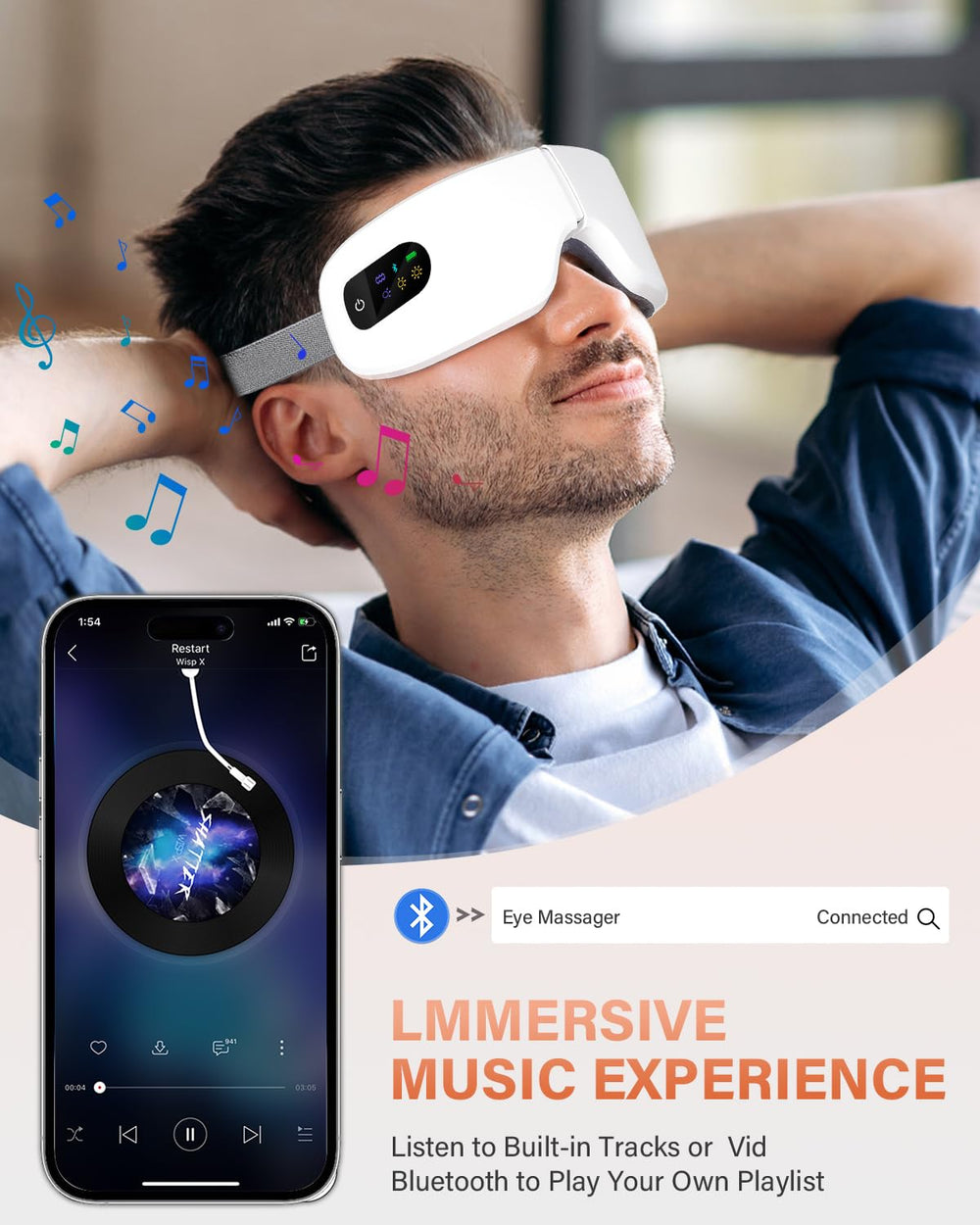 ZZR SEVEN eye massager adjustable headband fits many users.